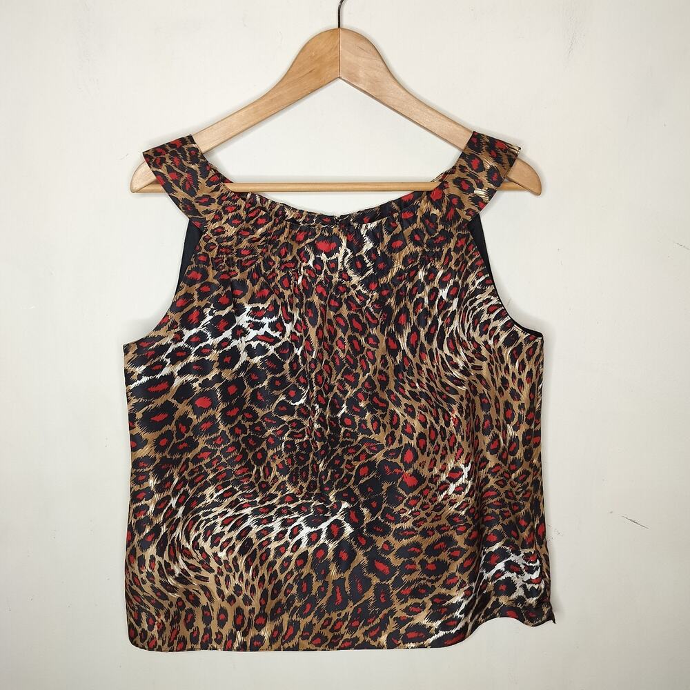 Ellen Tracy Silk Animal Print Top